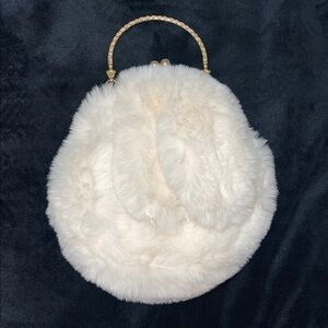 Bunny White Faux Fur Handbag